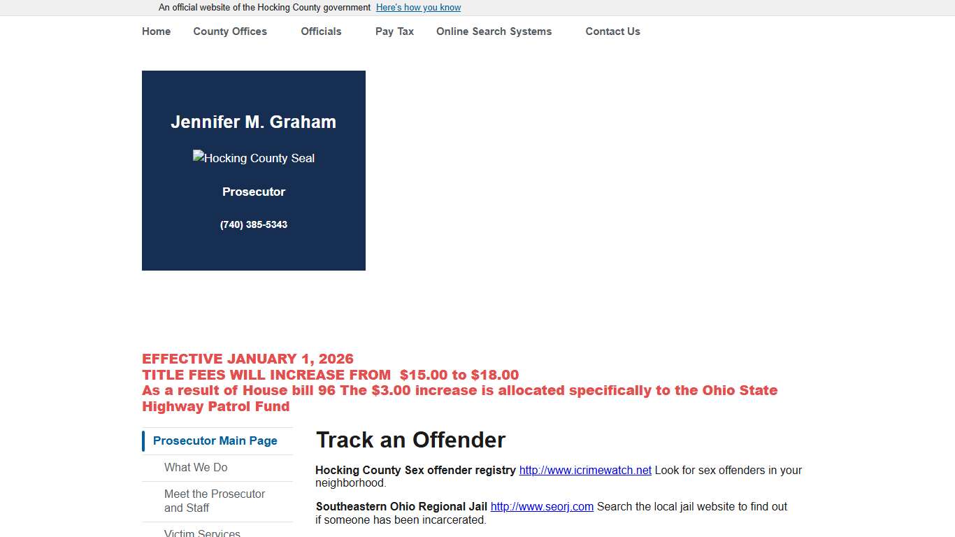 Track an Offender Hocking County