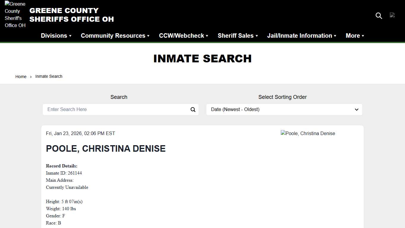 Inmate Search Greene County Sheriff's Office OH